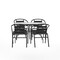 Merrick Lane Laney 5 Piece Outdoor Dining Set with Tempered Glass Patio Table, 4 Stackable Metal Slat Chairs